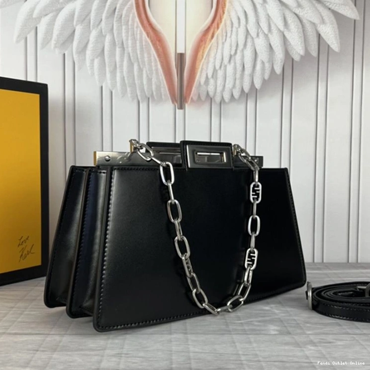 Cheap Black Calf Cut Fendi Bag Leather Peekaboo In Medium 0722